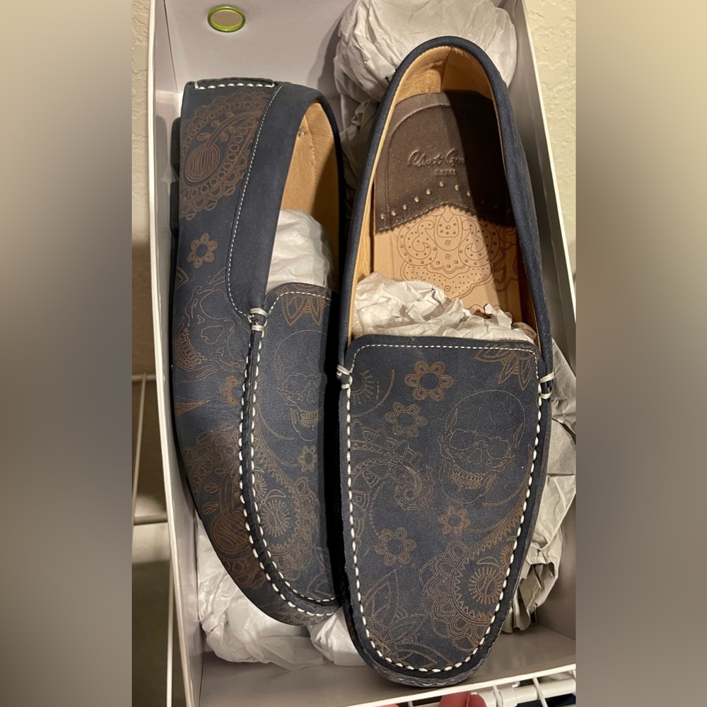Robert Graham Champion Mens Navy Rare Skull Loafers & Slip Ons Shoes Size 10.5